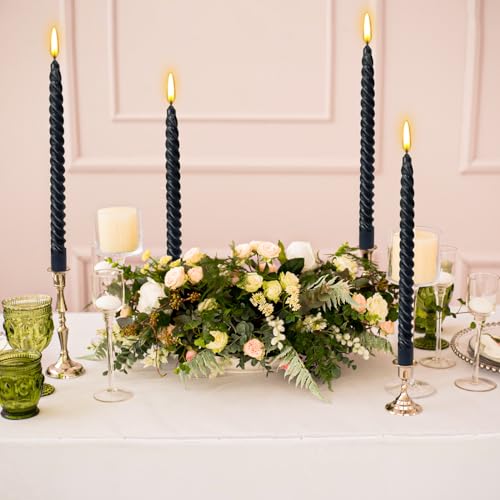 10 Inch Black Spiral Taper Candles for Dinner Party Halloween Home Decoration (Black)
