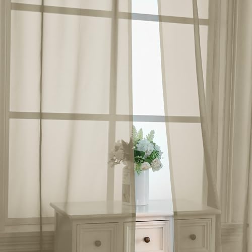 Taupe Sheer Curtains 84 Inches Long 2 Panels (Taupe / 42"W x 84"L (Pack of 2))