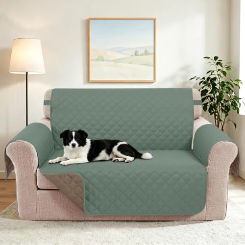 Loveseat Couch Cover for Dogs (Greyish Green/Taupe / Loveseat - Small (45"))