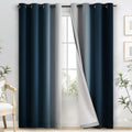 100% Blackout Curtains Ombre Navy Blue Curtains for Bedroom 84 Inch (52"W x 84"L (Pack of 2) / Navy Blue 2 Layers)