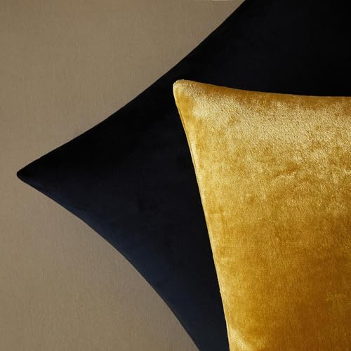 16x16 Velvet Throw Pillow Covers Set of 2 for Couch Sofa Bed (Golden / 16" x 16" (Pack of 2))