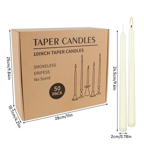 50 Pack Ivory Taper Candles (50 Ivory)