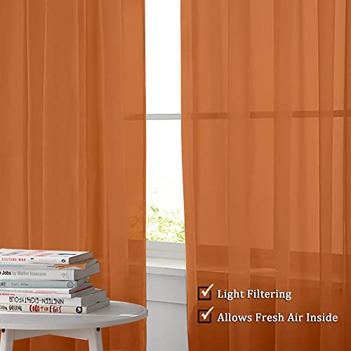 Orange Sheer Curtains 96 Inch Length (Orange / 42"W x 96"L (Pack of 2))