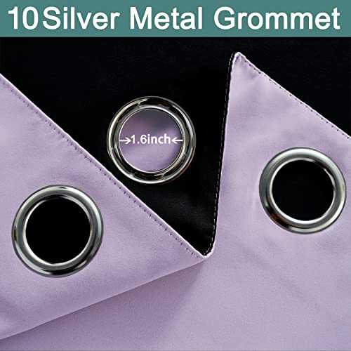 Lilac 100% Blackout Curtains 63 Inches Long for Bedroom 62" Wide (62"W x 63"L (Pack of 2) / Lilac)