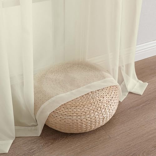 Cream Sheer Curtains 90 Inch Long 2 Panels for Living Room 59" Wide (Cream / 59"W x 90"L (Pack of 2))