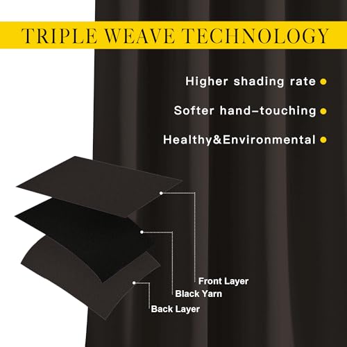 Room Darkening 118 inch Long Curtains (Toffee Brown / 66"W x 118"L (Pack of 2))