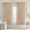 Beige Back Tab Blackout Curtains 52x54 Inch Length 2 Panels Set (Beige / 52"W x 54"L (Pack of 2))