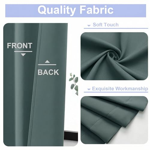 Ava Dark Green Blackout Curtains for Bedroom 84 Inch Length 2 Panels Set (Dark Green / 40"W x 84"L (Pack of 2))