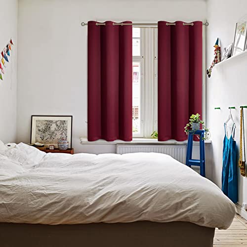 Short Curtains for Small Window 54 Inch Long (Burgundy / 38"W x 54"L (Pack of 2))