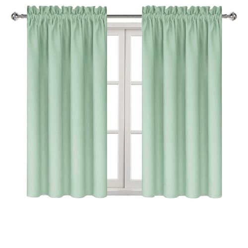 Blackout Curtains for Bedroom Living Room 42 x 45 Inch Long 2 Panels (Light Green / 42"W x 45"L (Pack of 2))