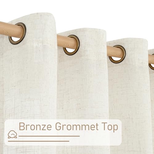 Living Room Linen Curtains 95 Inches Long for Bedroom 2 Panels (52"W x 95"L (Pack of 2) / Cream)