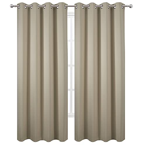 Blackout Curtains 52 x 84 Inch Long Beige Curtains Set of 2 Panels Room Darkening Curtains for Bedroom and Living Room (Beige / 52"W x 84"L (Pack of 2))
