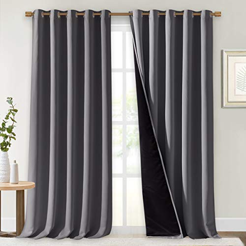 Grey Blackout Curtains for Patio 70" Wide x 108" Long 2 Panels (Grey / 70"W x 108"L (Pack of 2))