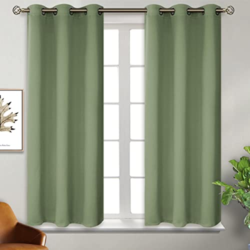 Short Curtains for Small Window 54 Inch Long (Grass Green / 38"W x 54"L (Pack of 2))