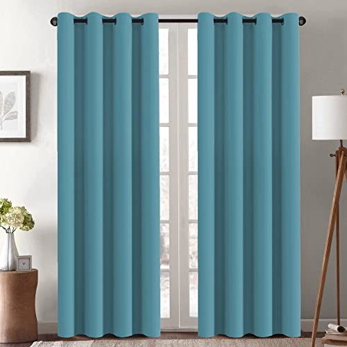 Blackout Curtain for Living Room Thermal Insulated Window Treatment Curtain Extra Long 84 inch Length Energy Saving Solid Grommet Top Blackout Drape (52"W x 84"L (Pack of 1) / Storm Blue)