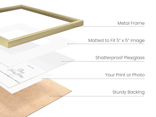 10x10 Gold Metal Picture Frames Matted to 5x5 (Set of 04 / Gold Metal / 10x10 in)