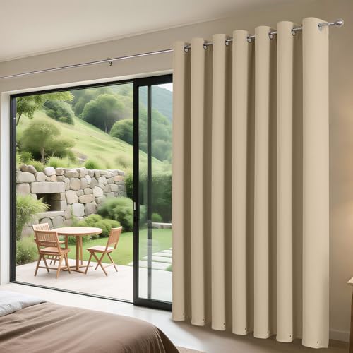 Blackout Patio Sliding Door Curtains (Light Beige / 100"W x 84"L (Pack of 1))