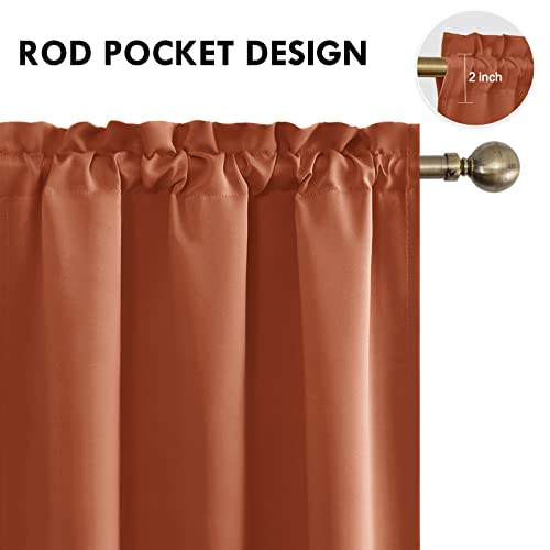 Short Blackout Curtains 42 x 36 Inch Long for Kitchen RV Bunk 2 Panels (Burnt Ochre / 42"W x 36"L (Pack of 2))