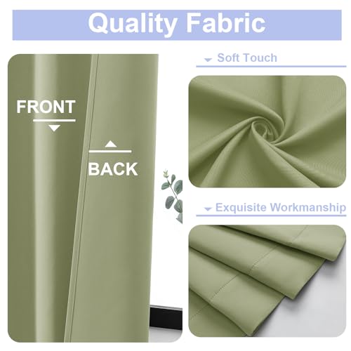 Sage Green Blackout Curtains for Bedroom 102 Inches Long 2 Panels (Sage Green / 50"W x 102"L (Pack of 2))