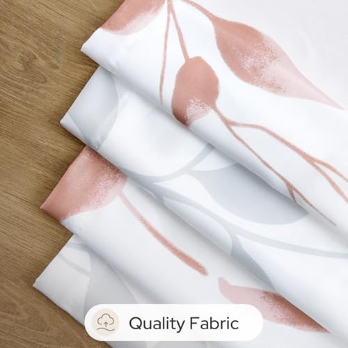 Non-See-Through Pink and White Privacy Sheer Curtains (Leaves-pink / 52"W x 84"L (Pack of 2))