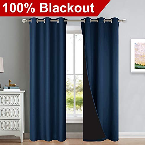 Complete 100% Blackout Curtain Set (Navy / 42"W x 84"L (Pack of 2))