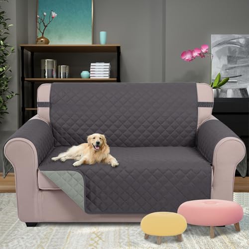 Loveseat Sofa Cover for 2 Cushion Couch (Dark Grey/Light Grey / 45''loveseat-small)