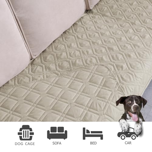 Waterproof Dog Bed Cover Pet Blanket for Furniture Bed Couch Sofa Reversible (30x53 Inch (Pack of 1) / Khaki+khaki)