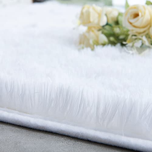 Super Soft Shaggy Rugs Fluffy Carpets 8x10 Feet (8' x 10' (Rectangular) / White)