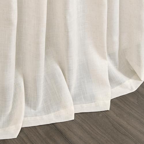 Modern Linen Curtains for Living Room 72 Inches Long Light Filtering Semi Sheer Curtain Back Tab Neutral Luxury Modern Farmhouse Decor Linen Blend Drapes for Bedroom 52x72 (52"W x 72"L (Pack of 2) / Modern Linen)
