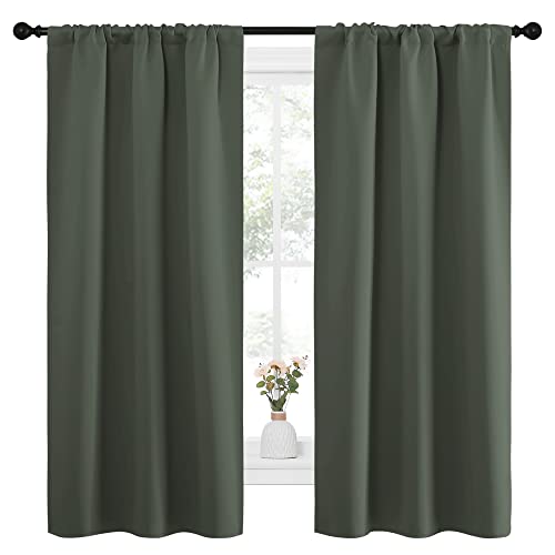 Bedroom Curtains Blackout Draperies (Dark Mallard / 34"W x 63"L (Pack of 2))