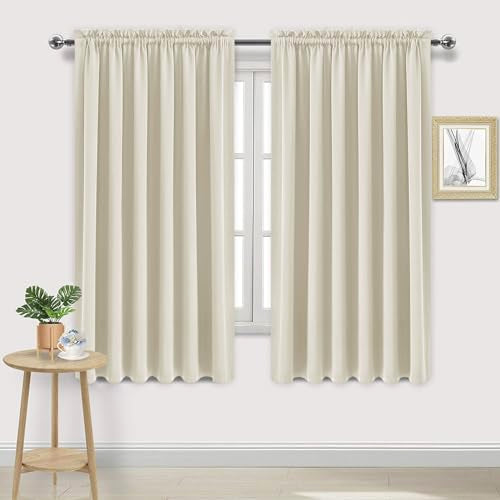 Wide Blackout Curtains for Bedroom 70 x 72 Inch Long Light Beige (Light Beige / 70"W x 72"L (Pack of 2))