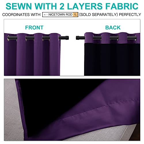Royal Purple Blackout Curtains for Living Room 52" x 84" 2 Panels (Royal Purple / 52"W x 84"L (Pack of 2))