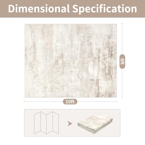 8x10 Washable Area Rug for Living Room (8' x 10' (Rectangular) / Yellowish-brown-light Gray-off White)