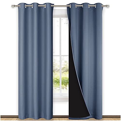 Blackout Curtains 80 inches Long (Stone Blue / 42"W x 80"L (Pack of 2))
