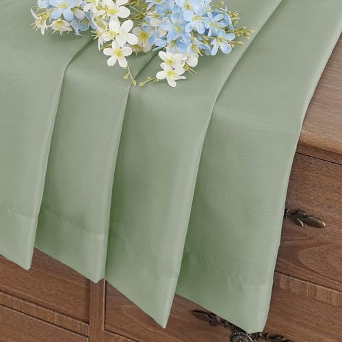 Sage Green Window Sheer Curtains 45 Inches Length (42"W x 45"L (Pack of 2) / Sage Green)