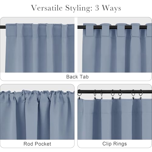 Short Blackout Curtains Set (Pigeon Blue / 42"W x 45"L (Pack of 2))