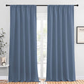 Blackout Curtains Window Draperies (Stone Blue / 52"W x 95"L (Pack of 2))
