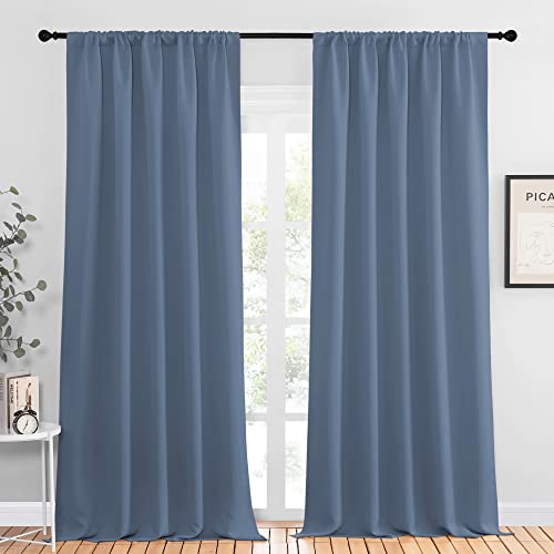 Blackout Curtains Window Draperies (Stone Blue / 52"W x 95"L (Pack of 2))