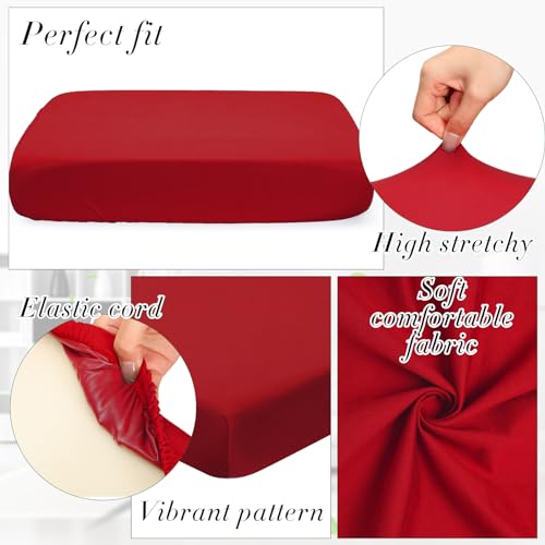 4 Pcs Stretch Cushion Covers (Burgundy / Seat Cover)