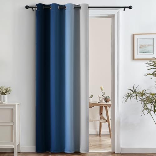 Blue to White Ombre Room Darkening Curtains 84 inches (52"W x 84"L (Pack of 1) / Blue Left)