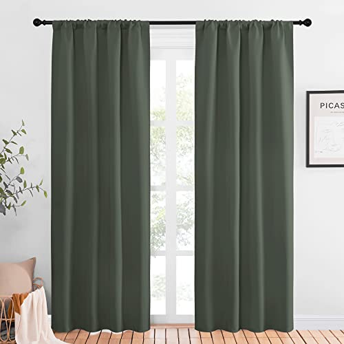Bedroom Curtains Blackout Draperies (Dark Mallard / 42"W x 84"L (Pack of 2))
