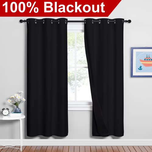 Black Blackout Curtains for Nursery 42" Wide x 72" Long 2 Panels (Black / 42"W x 72"L (Pack of 2))
