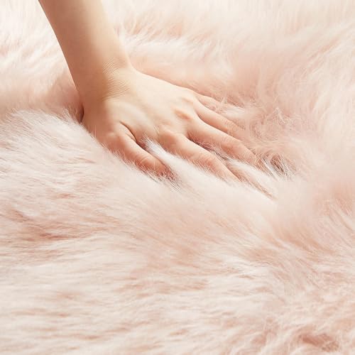 Faux Fur Rug Pink Area Rug (2' x 4' (Sheepskin) / Pink)