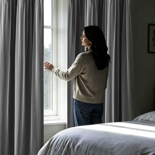 Blackout and Sheer Layered Curtains Solid Grommet Top Window Panels (Black / 52"W x 72"L (Pack of 2))