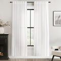 White Linen Curtains 72 inch Long 2 Panel Set for Living Room Back Tab Semi Sheer Light Filtering Bedroom Window Curtain 72 inch Length Cotton Textured Modern Elegant Coastal Drapes 60x72 (White / 60"W x 72"L (Pack of 2))