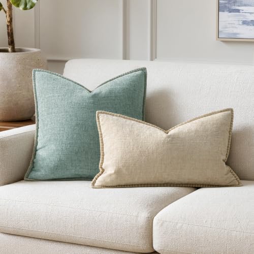Decorative Lumbar Throw Pillow Covers 12x20 Inch Beige 2 Pack (Beige / 20" x 12" (Pack of 2))