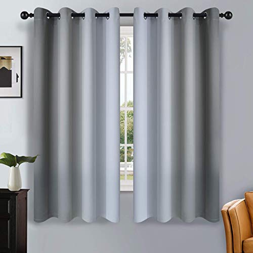 Ombre Grey to Grey White Curtains for Living Room 52Wx63L (52"W x 63"L (Pack of 2) / Grey)