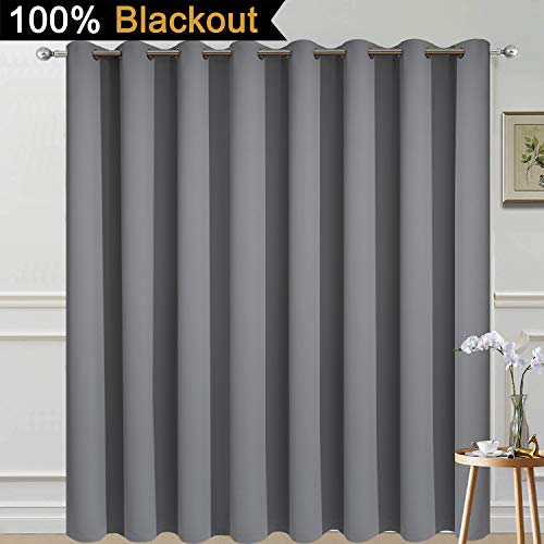 Grey 100% Blackout Patio Door Curtain Panels W100 x L84 (100"W x 84"L (Pack of 1) / Grey)