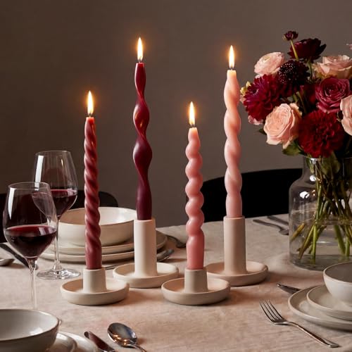 4 Pcs Twisted Taper Candles (Pure / 7.87 Inch / Purple)
