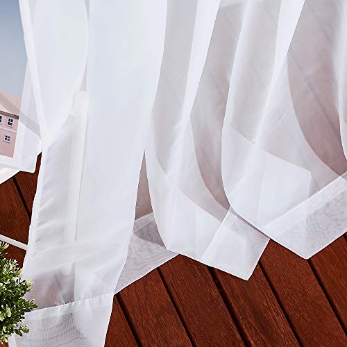 Living Room Window Curtains Sheer Textured 84" Long (White / 70"W x 84"L (Pack of 2))